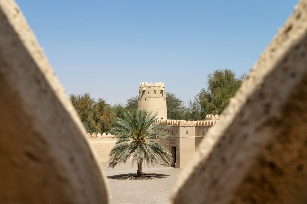 Al Jahili fort in Al Ain, United Arab Emirates. Traditional heritage architecture.